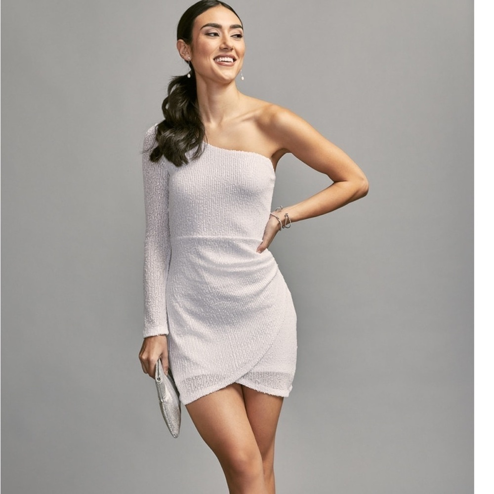 francesca's Samantha One Shoulder Sequence Mini Dress Asymmetrical